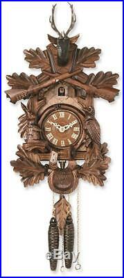 Carved Animals Hunters Cuckoo Clock Made in Germany