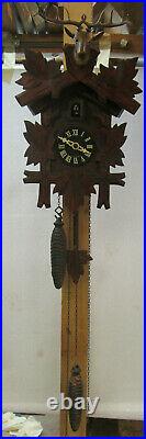 Carved In Germany 1-day Hunting-style cuckoo clock with deer head Hebert Herr