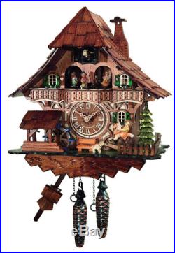 Chalet Style Cuckoo Wall Clock, Wooden Quartz Rustic Charm, Wood, Black Forest