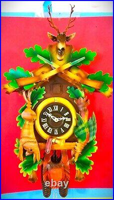 Classic Vintage 8 Day SCHMECKENBECHER Golden Horn Hunter Cuckoo Clock #25