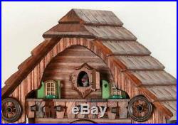 Cuckoo Clock Black Forest Chalet House Fisherman 1-Day Movement by Hekas New