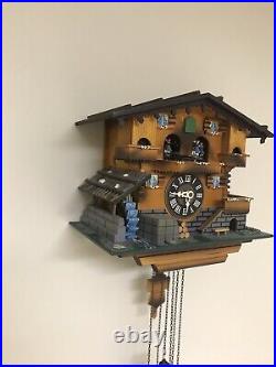 Cuckoo Clock Black Forest House WithWest German- Music Waterfall, Dancing Couples