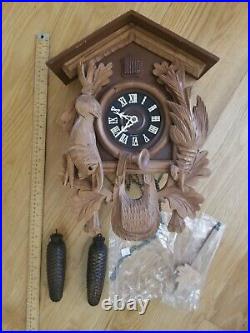 Cuckoo Clock-Black Forest Vintage West Germany- 8 DAY- Bird-Rabbit not working