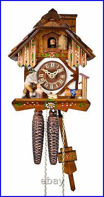 Cuckoo Clock Black Forest house with moving wood chopper 1.0200.01. C NEW