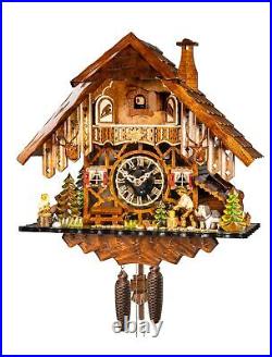 Cuckoo Clock Black Forest house with moving wood chopper EN 2871/8 NEW