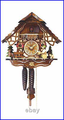Cuckoo Clock Black Forest house with moving wood chopper EN 4162 NEW