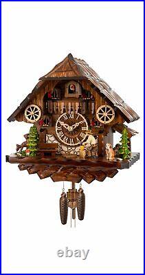 Cuckoo Clock Black Forest house with moving wood chopper EN 4411/8 NEW