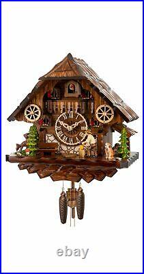 Cuckoo Clock Black Forest house with moving wood chopper EN 4411 NEW