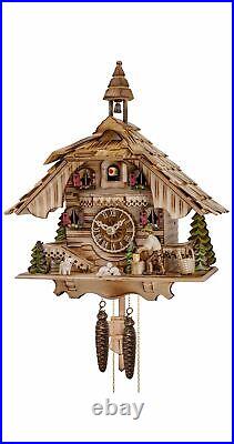 Cuckoo Clock Black Forest house with moving wood chopper EN 4441/22 NEW