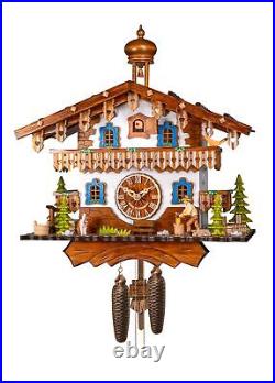 Cuckoo Clock Black Forest house with moving wood chopper EN 4471/8 NEW