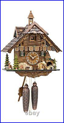 Cuckoo Clock Black Forest house with moving wood chopper EN 4831/8 NEW