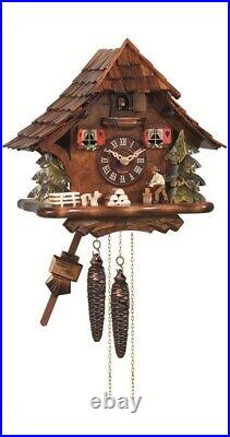 Cuckoo Clock Black Forest house with moving wood chopper EN 492 NEW