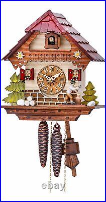 Cuckoo Clock Black Forest house with moving wood chopper KA 1638 EX NEW