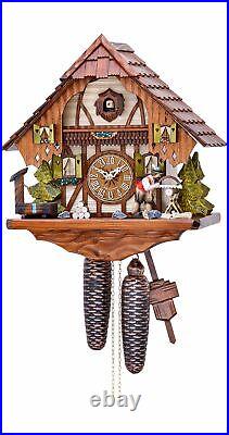 Cuckoo Clock Black Forest house with moving wood chopper KA 863 EX NEW