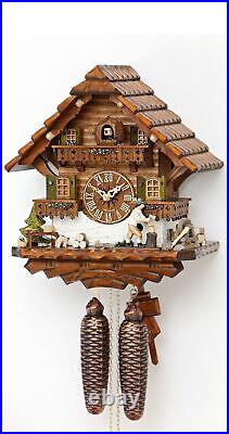 Cuckoo Clock Black Forest house with moving wood chopper KA 885 EX NEW