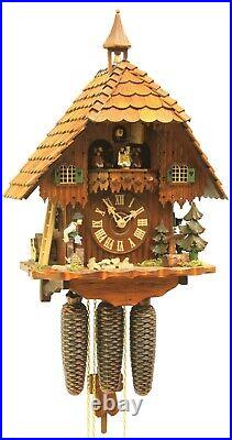 Cuckoo Clock Black Forest house with moving wood chopper RH 4567 NEW