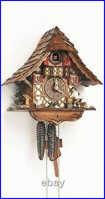 Cuckoo Clock Black Forest house with moving wood chopper SC 1695/9 NEW
