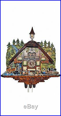 Cuckoo Clock Black Forest house with moving wood chopper an. SC 8TMT 1020/9 NEW