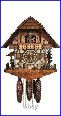 Cuckoo Clock Black Forest house with moving wood chopper an. SC 8TMT 1483/9 NEW