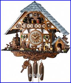 Cuckoo Clock Black Forest house with moving wood chopper and. EN 3891/8 MT NEW