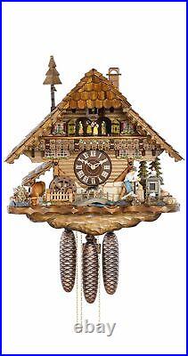 Cuckoo Clock Black Forest house with moving wood chopper and. KA 3760/8 EX NEW