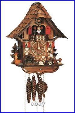 Cuckoo Clock Black Forest house with moving wood chopper and. SC MT 1683/9 NEW