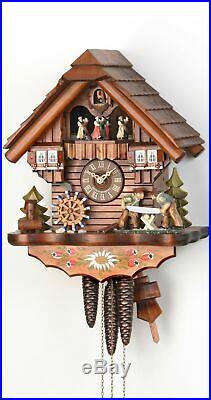 Cuckoo Clock Black Forest house with moving wood sawers and mil. KA 3619 EX NEW
