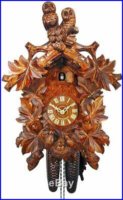 Cuckoo Clock Black Forest with Two Owls and Nest 8-Day Movement August Schwer