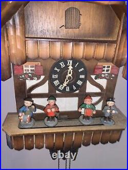 Cuckoo Clock Heco Kuckuck Donauwellen Walzer Wienerburger 3714-15 Antique Wooden