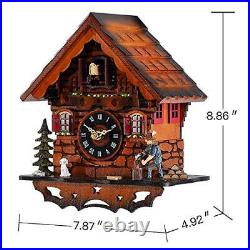 Cuckoo Clock Traditional Black Forest Clock Antique Wooden Pendulum Quartz
