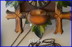 Cuckoo Clock Vintage E. Schmeckenbecher Germany Parts or Repair Wood Cast Iron