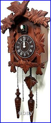 Cuckoo Clock Vintage Large Wooden Wall Clock Handcrafted 13X9.5 Inch Brown