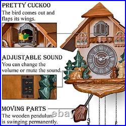 Cuckoo Clock with Automatic Night Mode, Quartz Movement and Wooden Brown