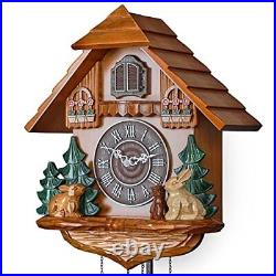 Cuckoo Clock with Automatic Night Mode, Quartz Movement and Wooden Brown