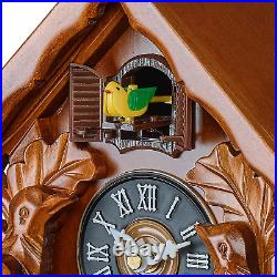 Cuckoo Clock with Night Mode, Singing Bird, Wooden Decorations and Swinging Pend