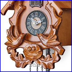 Cuckoo Clock with Night Mode Singing Bird and Carved Wood Decoration