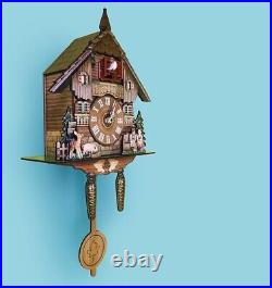 Cuckoo Pendulum Wall Clock Pop-Out with Sound Stylish Wooden 25x100x460mm NEW