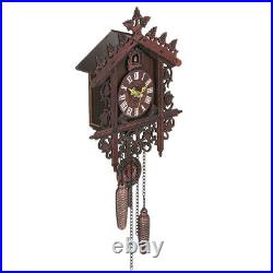 Cuckoo Wall Clock Hanging Handcraft Art Vintage Bird Swing Wood, Battery