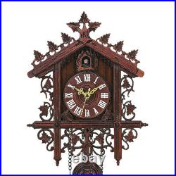 Cuckoo Wall Clock Hanging Handcraft Art Vintage Bird Swing Wood, Battery