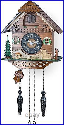 Cuckoo Wall Clock with Night Mode, Quartz Movement and Swinging Pendulum The Fa