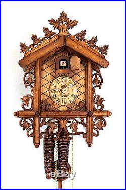 Cuckoo clock black forest 1 day original german wood carving mechanical new