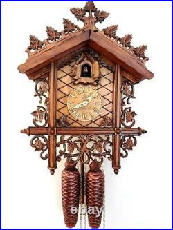 Cuckoo clock black forest 8 day german carving mechanical new