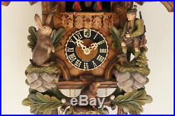 Cuckoo clock black forest 8 day original german hunter wood music new painted