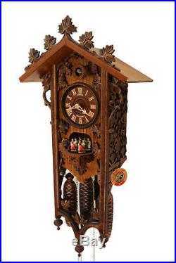 Cuckoo clock black forest 8 day original german music wood new carved