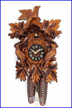 Cuckoo clock black forest 8 day original german wood carving mechanical new