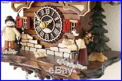 Cuckoo clock black forest quartz german music Erzgebirge figurine wood new