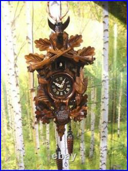 Cuckoo clock black forest quartz german wood batterie clock handmade new