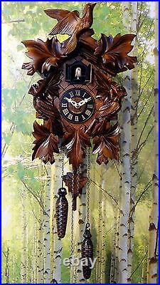 Cuckoo clock black forest quartz german wood batterie clock handmade new 13,7