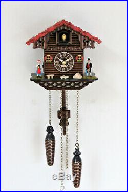 Cuckoo clock black forest quartz german wood batterie house style handmade new