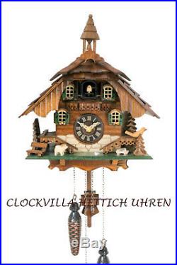 Cuckoo clock black forest quartz german wood batterie house style music new